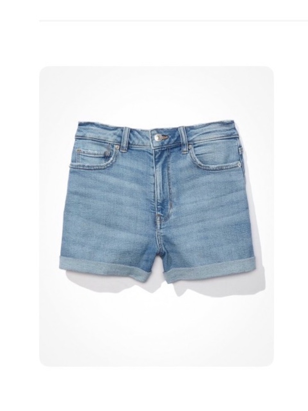 American Eagle medium indigo high-rise mom shorts - 14